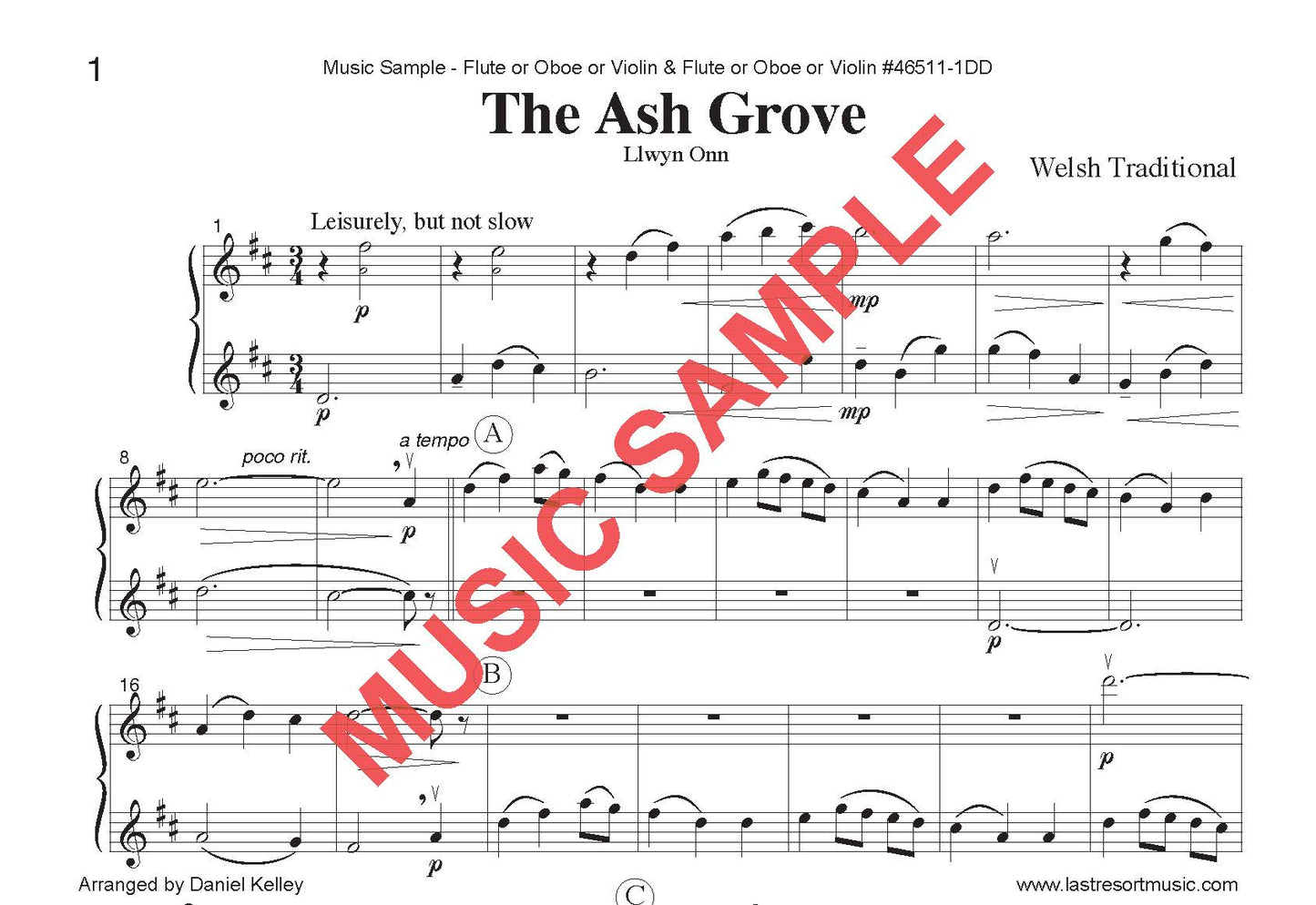 DUET SINGLES: Ash Grove, Happy Birthday & more! for Flute or Oboe or Violin & Flute or Oboe or Violin CHOOSE A TITLE! - Last Resort Music Publishing