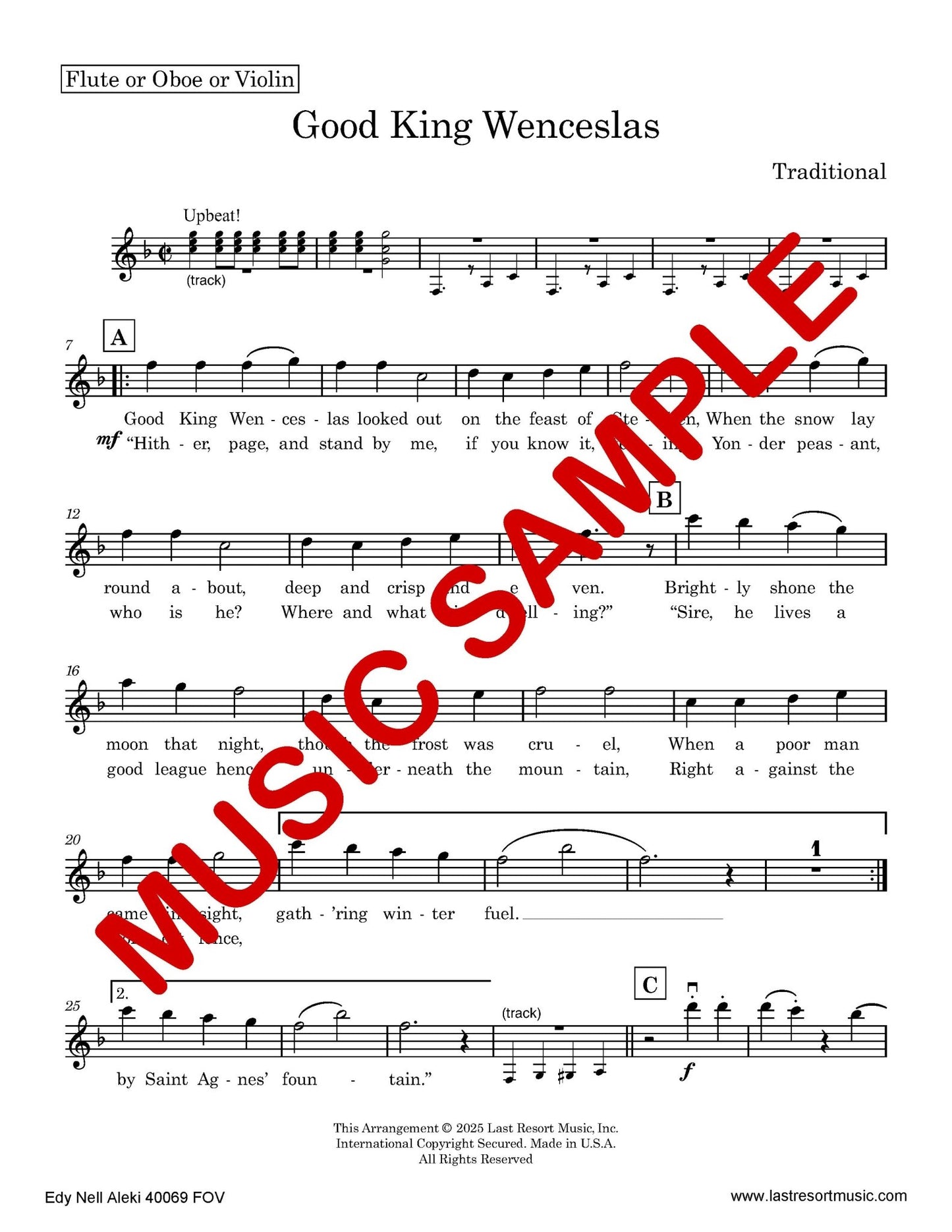 Good King Wenceslas for Solo Instrument + Play - Along Backing Track - Last Resort Music Publishing
