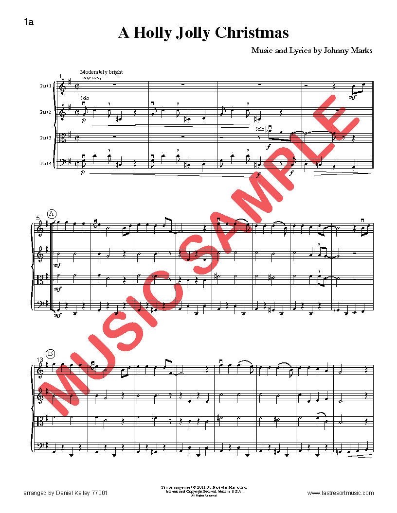 Music for Four, Collection No. 1 - Popular Christmas Favorites - Last Resort Music Publishing