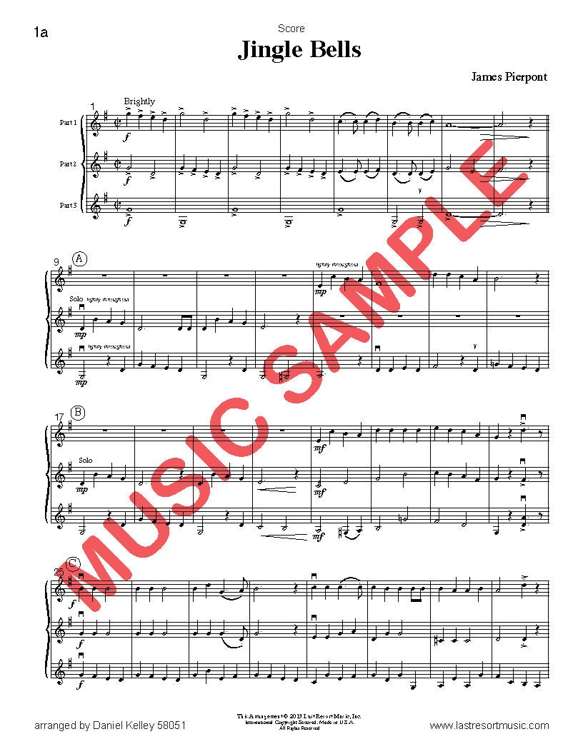 Music for Three Treble Instruments Christmas Collection No. 1 - Holiday Favorites - Last Resort Music Publishing