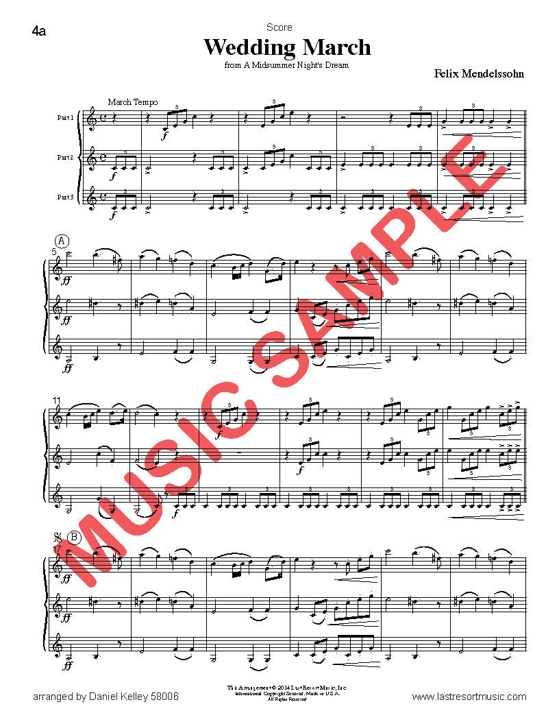 Music for Three Treble Instruments Collection No. 6 - Wedding & Classical Favorites - Last Resort Music Publishing