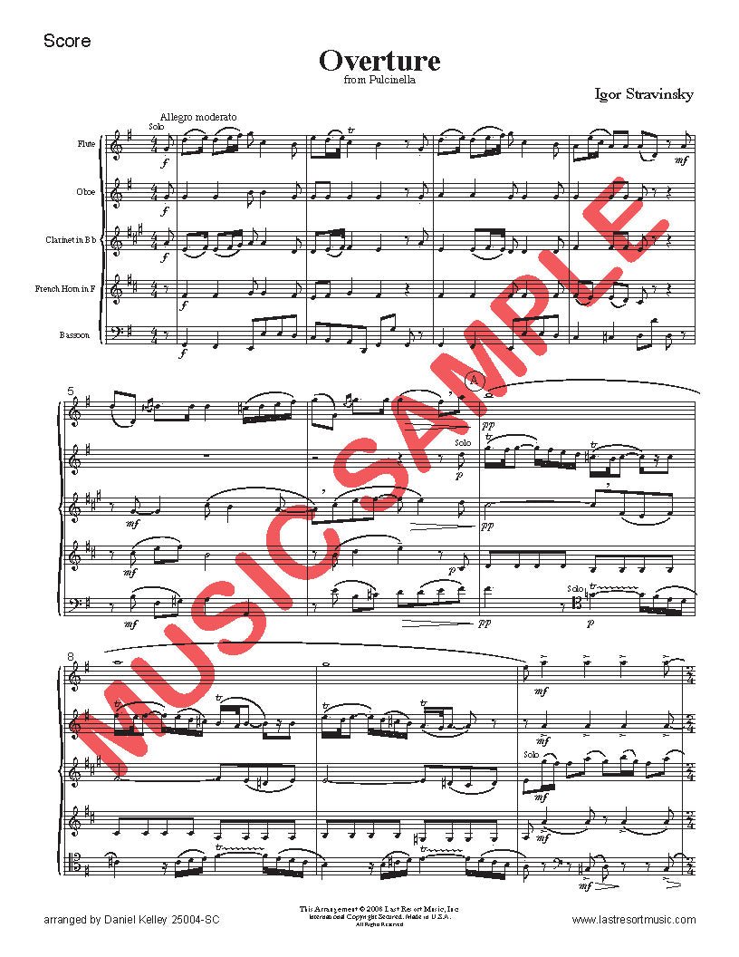 Overture from Pulcinella for Woodwind Quintet - Last Resort Music Publishing