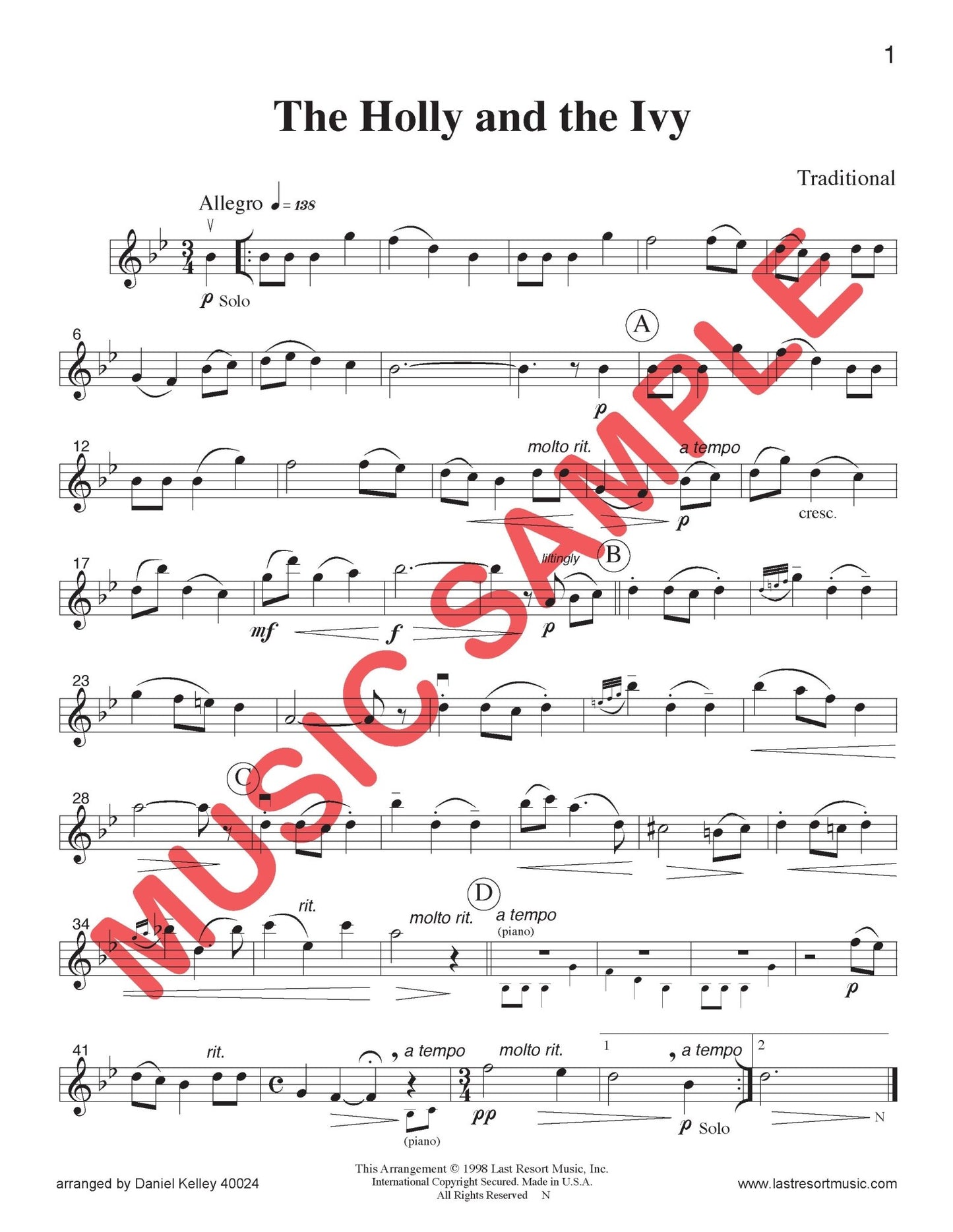 18 Traditional Christmas Solos for Violin or Flute or Oboe & Piano - Last Resort Music Publishing