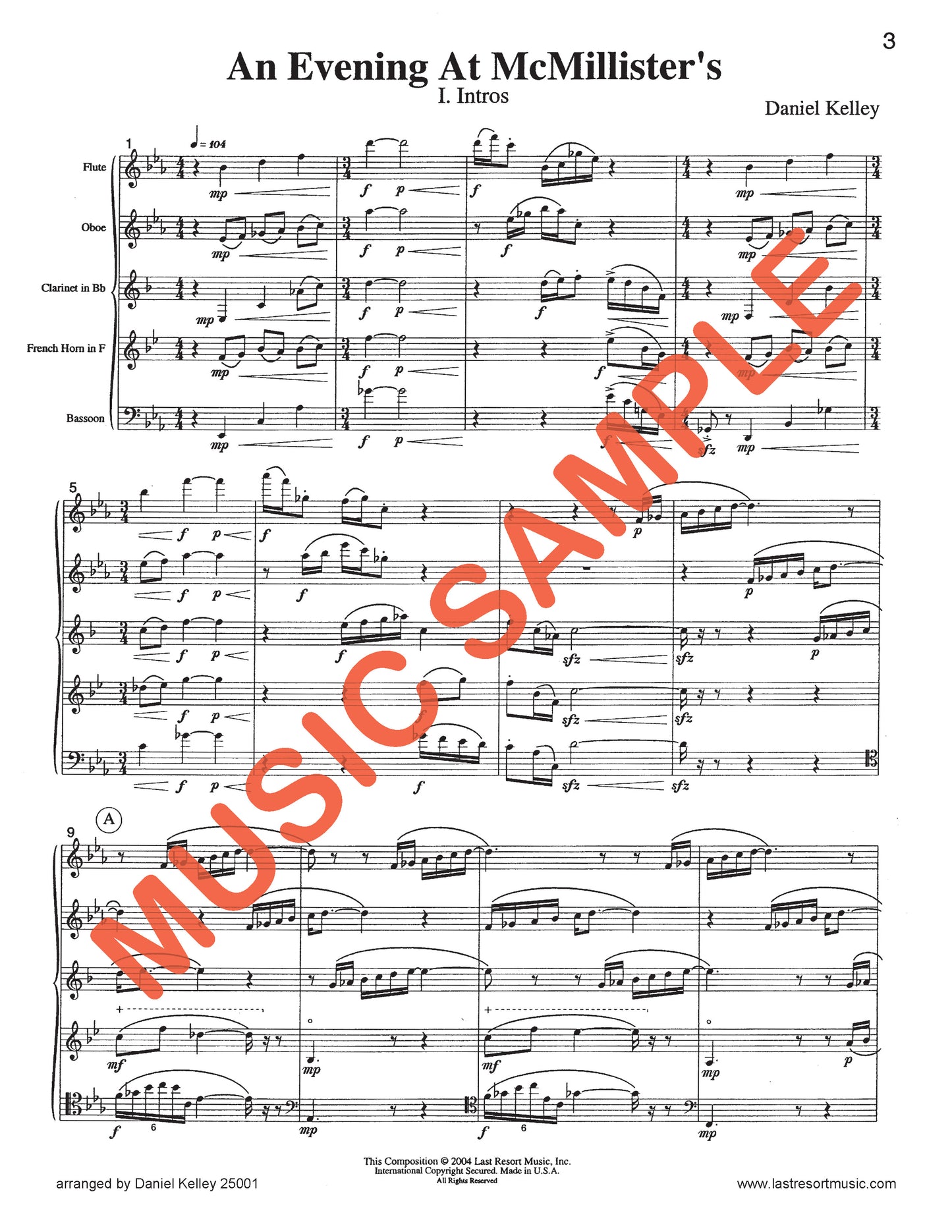 An Evening at McMillister's for Woodwind Quintet