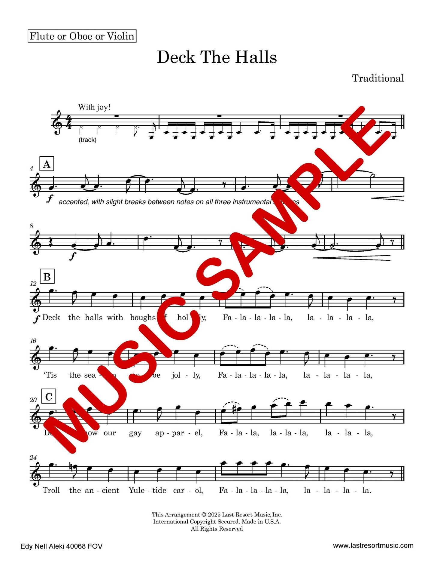 Deck the Halls for Solo Instrument + Play - Along Backing Track - Last Resort Music Publishing