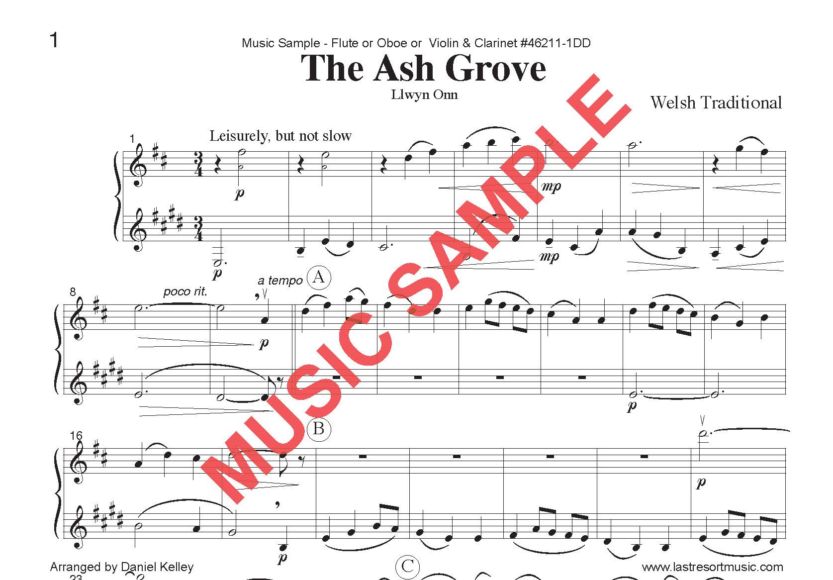 DUET SINGLES: Ash Grove, Happy Birthday & more! for Flute or Oboe or Violin & Clarinet CHOOSE A TITLE! - Last Resort Music Publishing