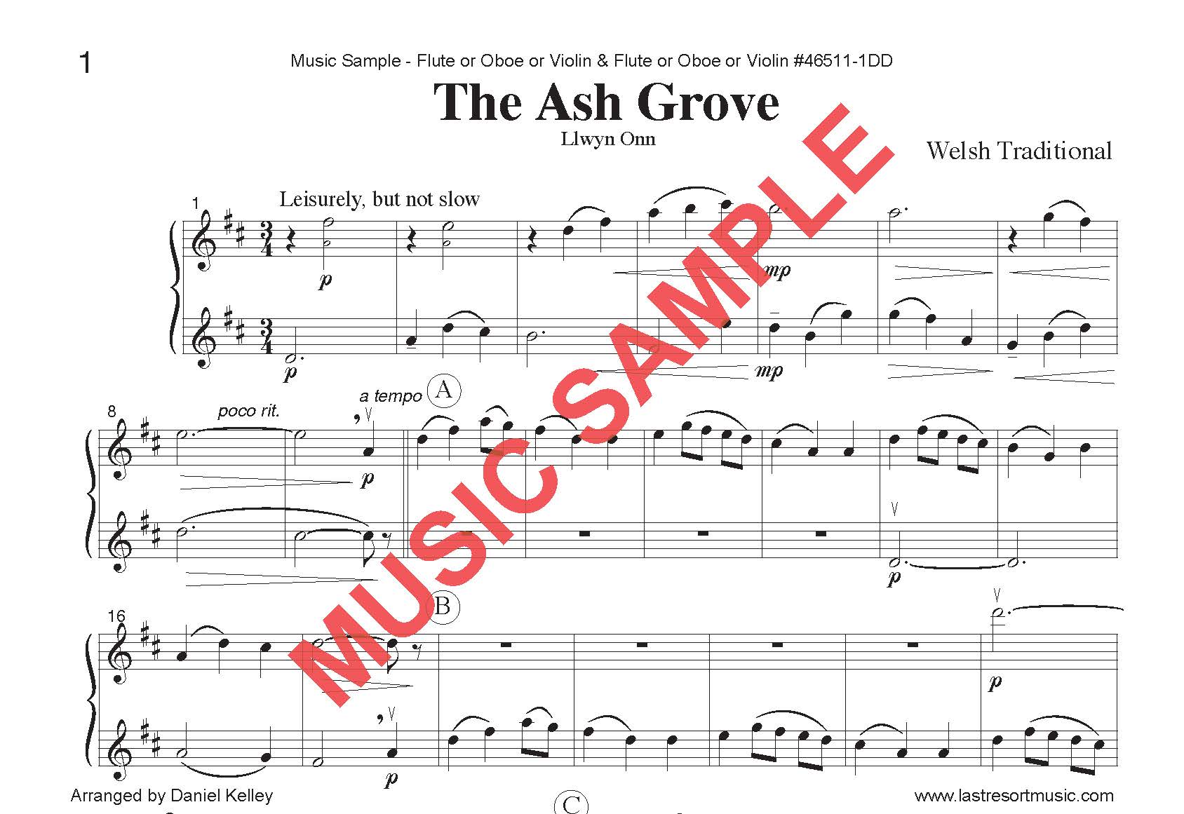 DUET SINGLES: Ash Grove, Happy Birthday & more! for Flute or Oboe or Violin & Flute or Oboe or Violin CHOOSE A TITLE! - Last Resort Music Publishing