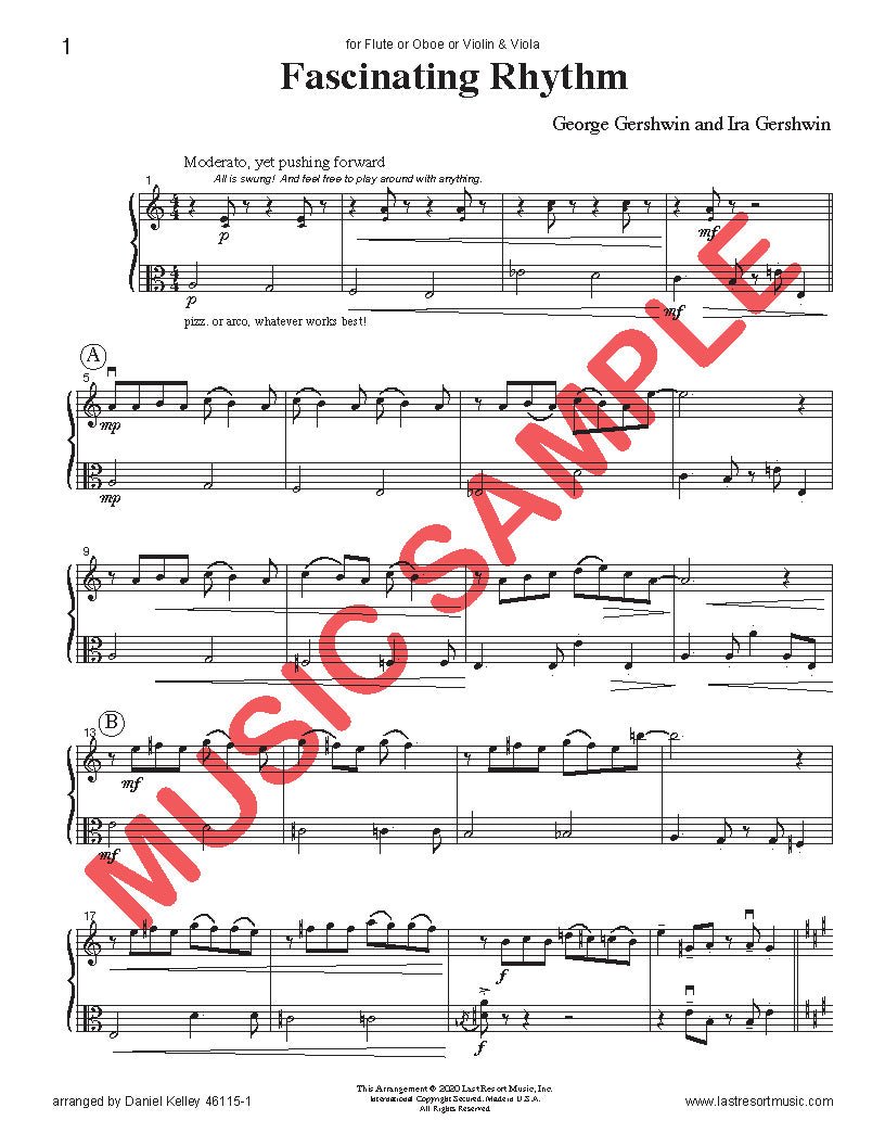 DUET SINGLES: Gershwin and Friends! for Flute or Oboe or Violin & Viola CHOOSE A TITLE! - Last Resort Music Publishing