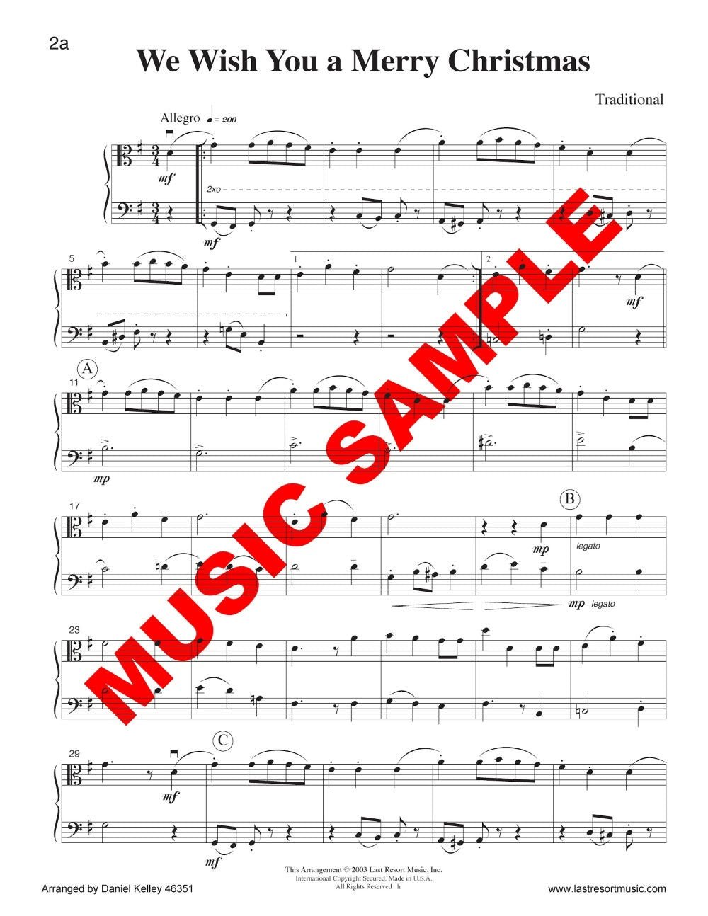 Music for Two Christmas Volume 1 - Viola & Cello or Bassoon - Last Resort Music Publishing
