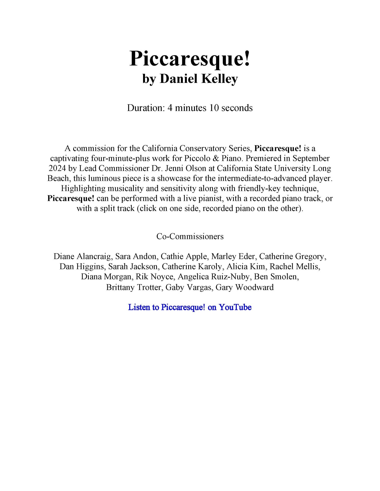 Piccaresque! for Piccolo & Piano - Last Resort Music Publishing