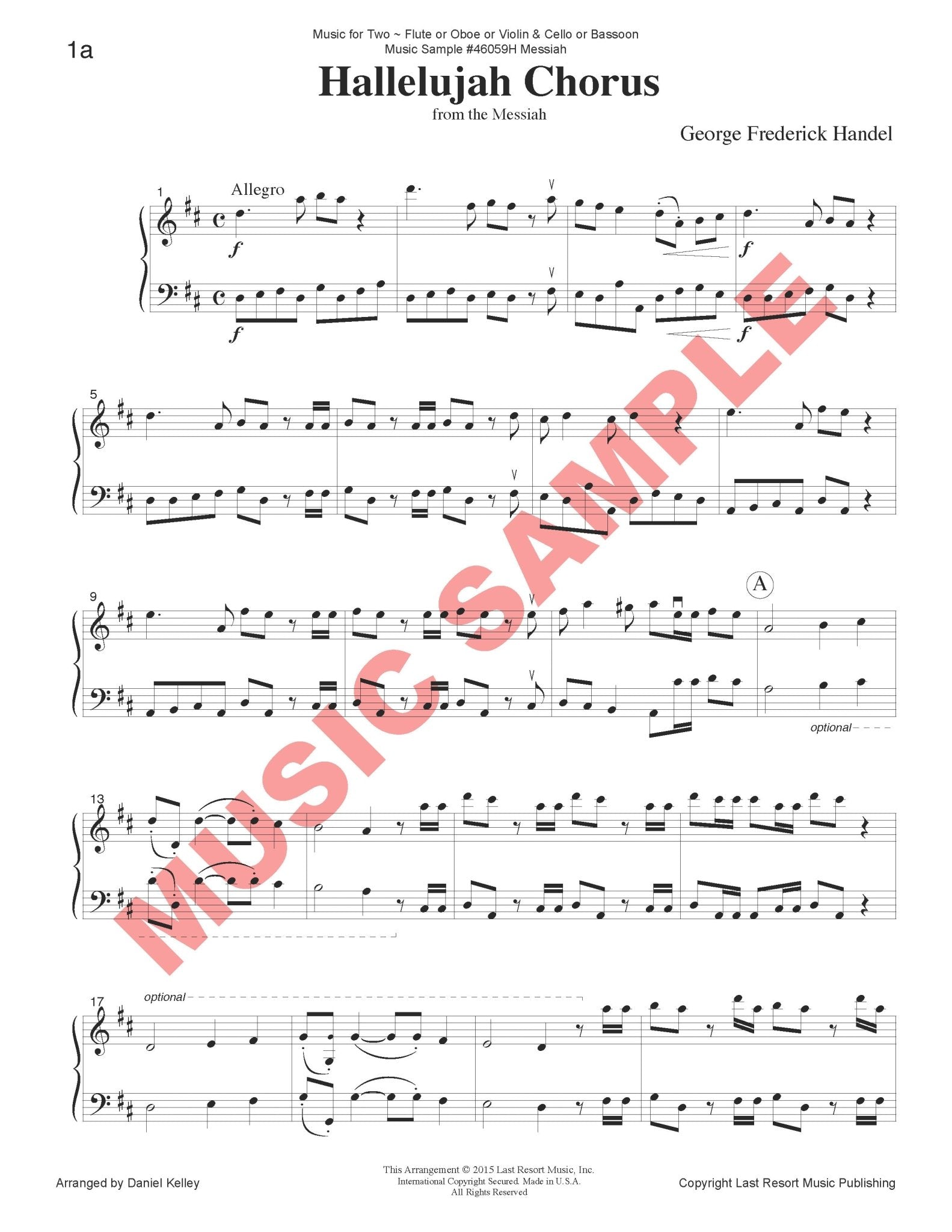 The Messiah for Flute or Oboe or Violin & Cello or Bassoon - Last Resort Music Publishing