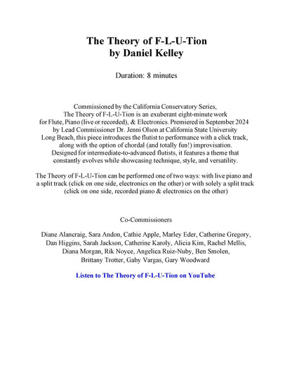 The Theory of F - L - U - Tion for Flute with Piano + Electronics - Last Resort Music Publishing