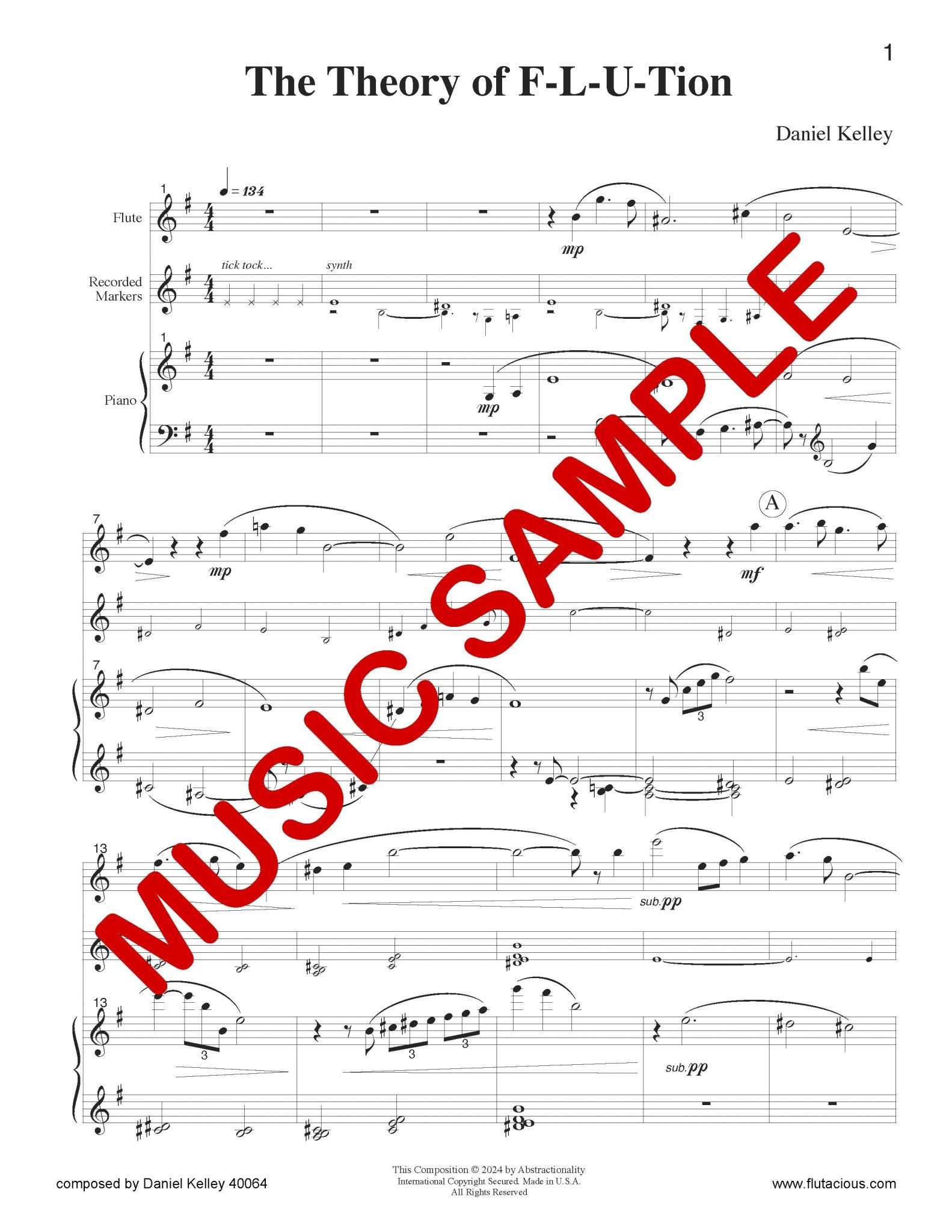 The Theory of F - L - U - Tion for Flute with Piano + Electronics - Last Resort Music Publishing