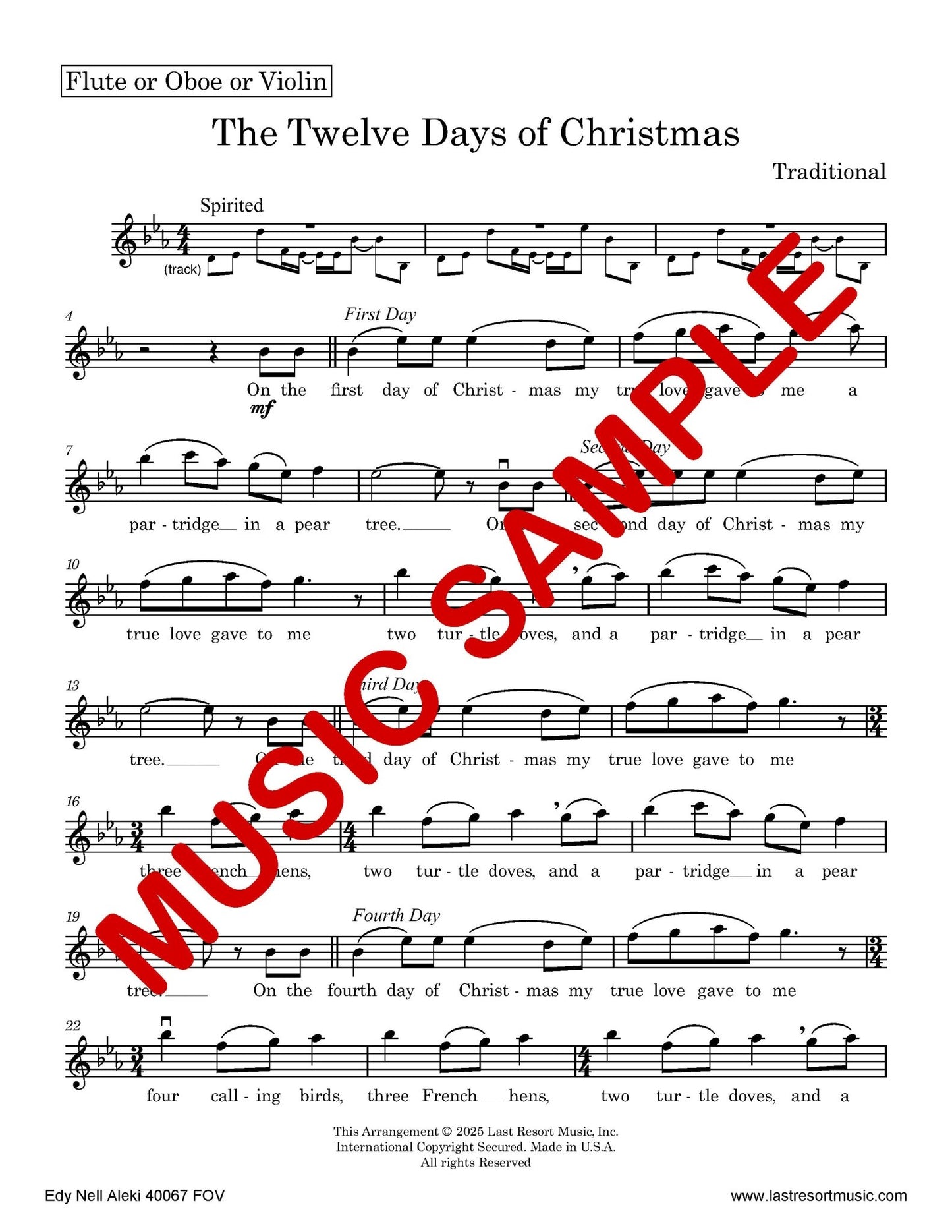 The Twelve Days of Christmas for Solo Instrument + Play - Along Backing Track - Last Resort Music Publishing