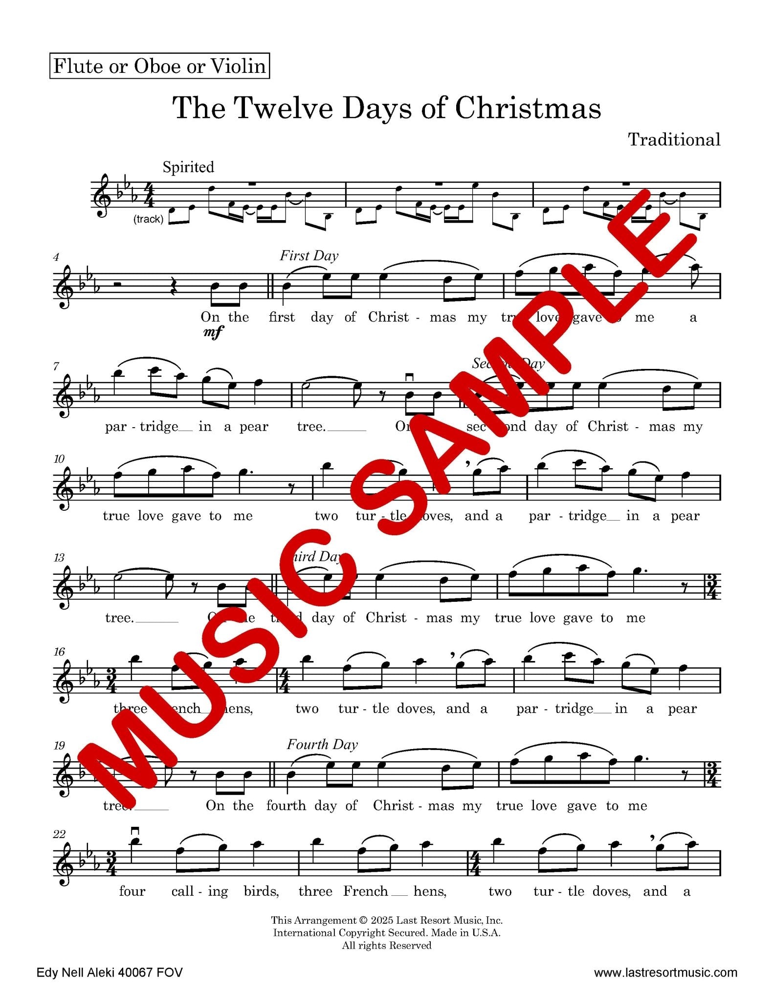 The Twelve Days of Christmas for Solo Instrument + Play - Along Backing Track - Last Resort Music Publishing