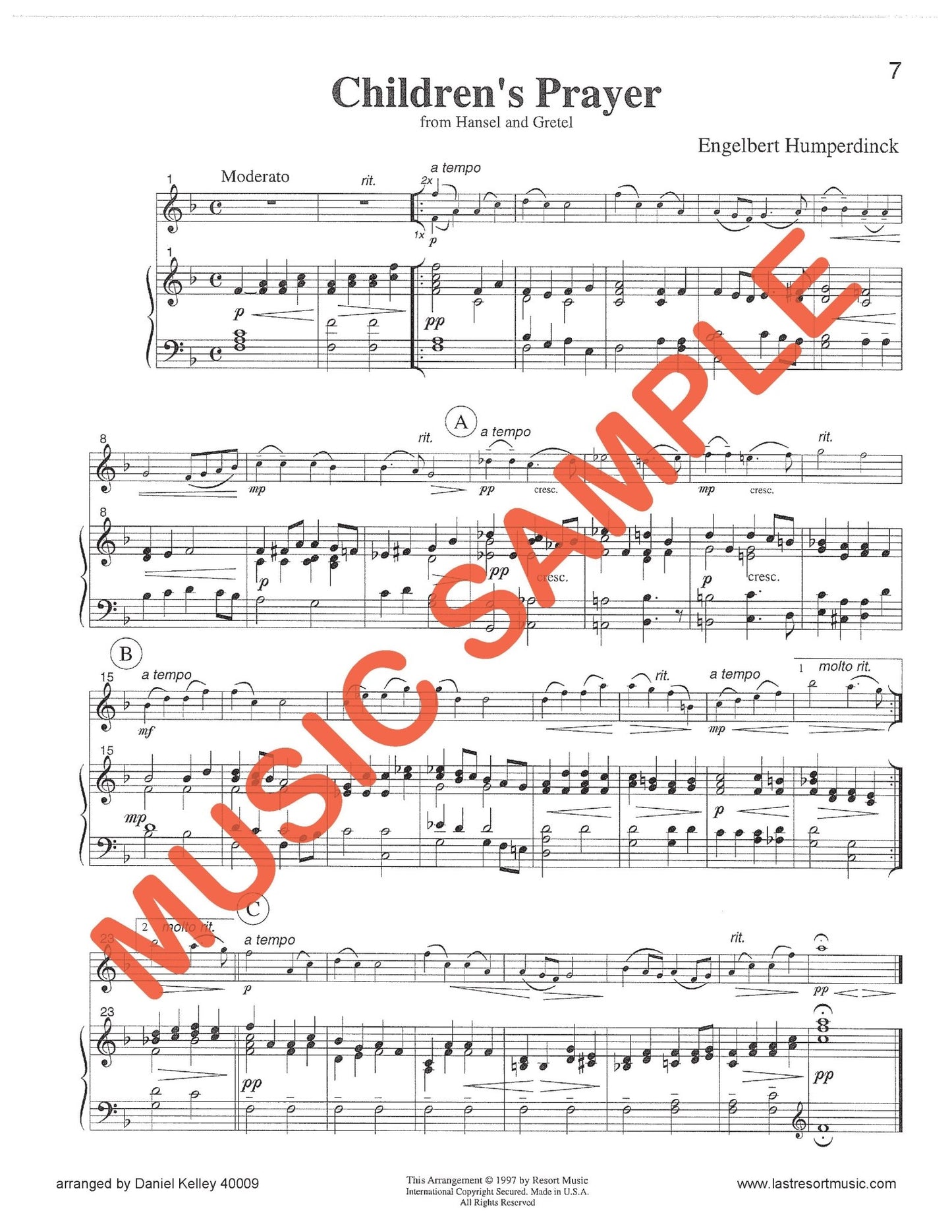 Twenty Sacred & Spiritual Solos - Violin or Flute or Oboe & Piano - Last Resort Music Publishing