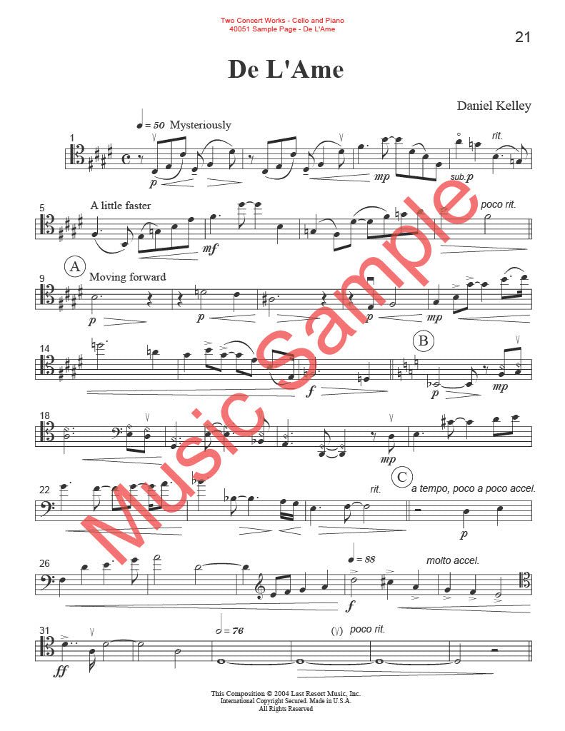 Two Concert Works for Cello and Piano - Last Resort Music Publishing
